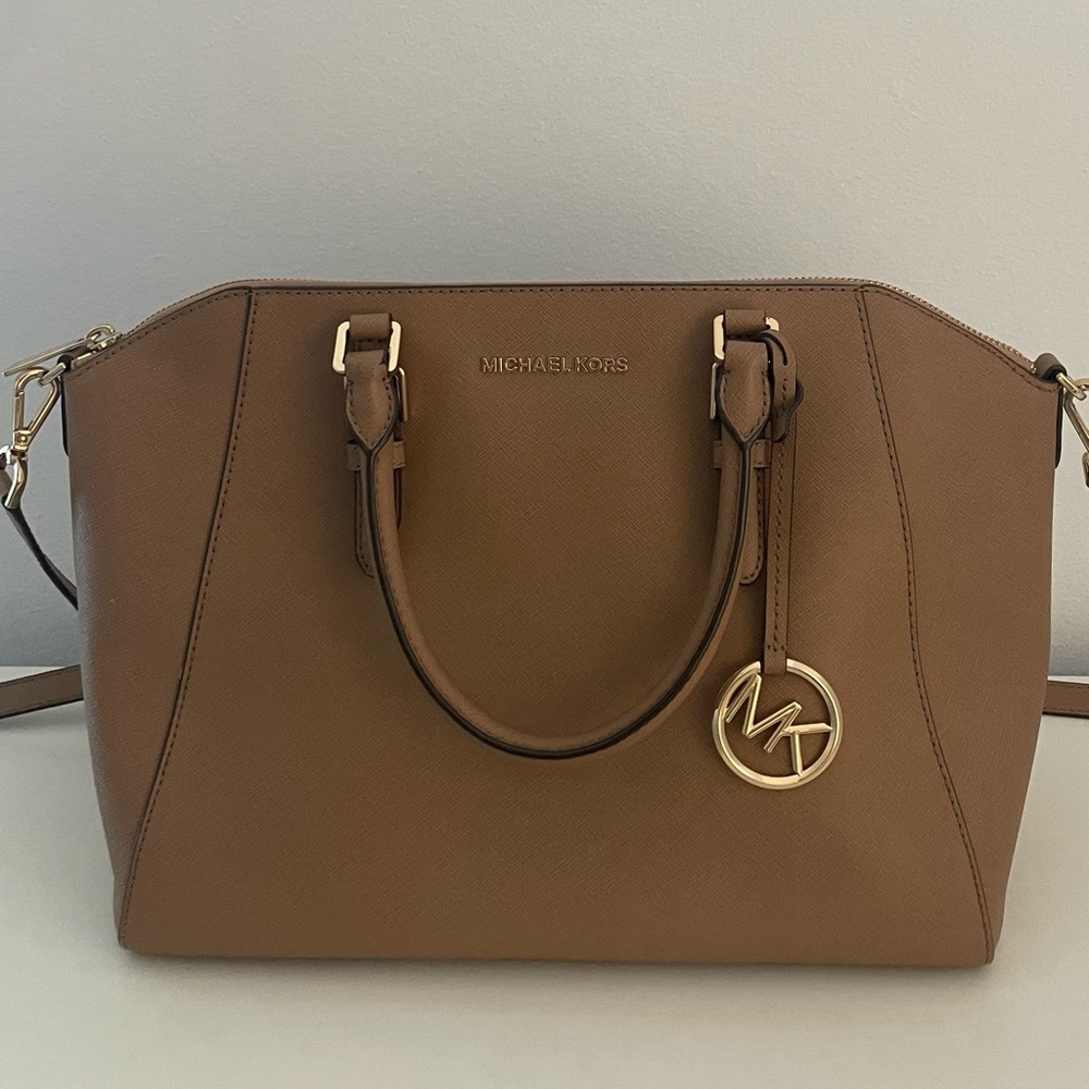 Michael Kors Tan Satchel with Gold Accents